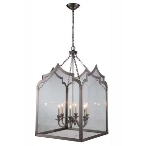 Elegant Lighting Newport Collection Chandelier D:26 H:43 Lt:6 Vintage Nickel Finish - 1 of 2