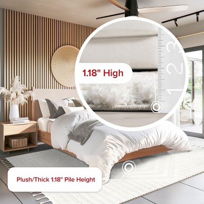 Ivory Rectangular Shag Rug with Tassels, 4' x 6'