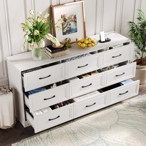 9 Drawer Wide Dresser Organizer with Charging Station, TV Stand - 1 of 4