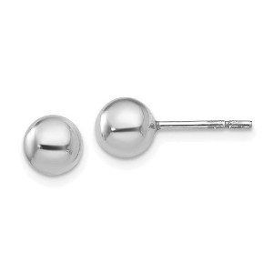 Black Bow Jewelry 6mm Hollow Ball Post Earrings in Rhodium Plated Sterling Silver - 1 of 4