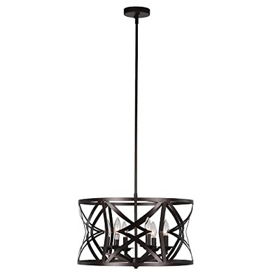 Chloe Lighting Alina Farmhouse 5 Light Oil Rubbed Bronze Finish Ceiling Pendant 21" Wide
