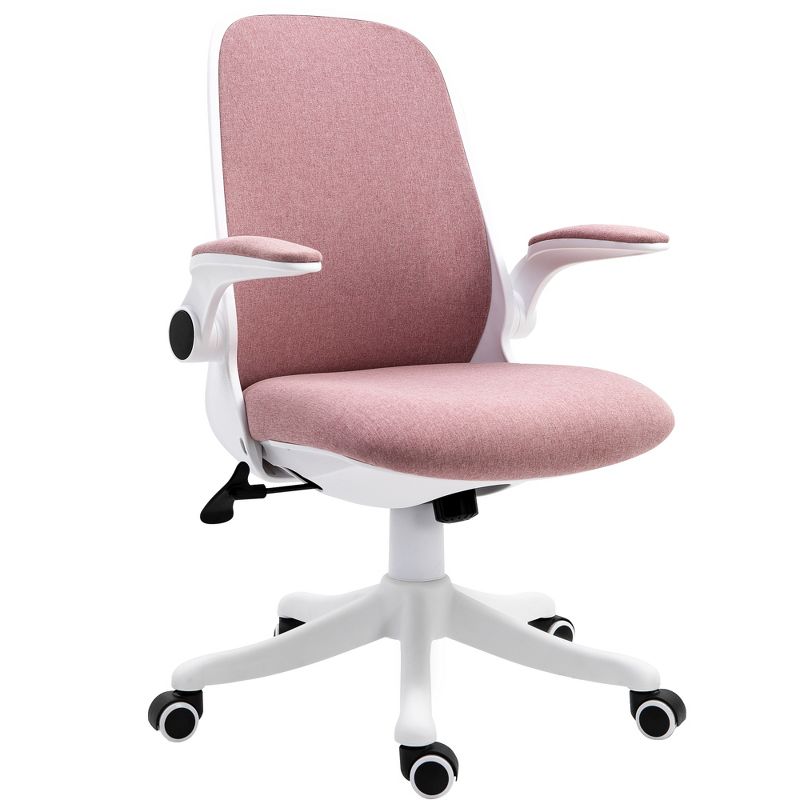 Vinsetto Linen-Touch Fabric Office Desk Chair Swivel Task Chair with Adjustable Lumbar Support, Height and Flip-up Padded Arms, 4 of 8