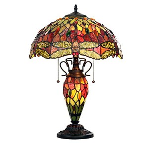 Chloe Lighting EMPRESS Tiffany-style Dark Bronze 3 Light Double Lit Table Lamp 16Inch Shade - 1 of 4
