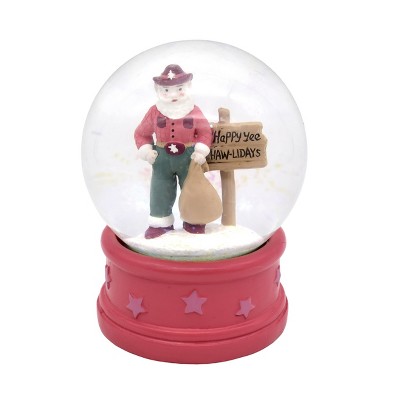 Transpac Cowboy Santa Snow Globe Decorative Object Christmas Tabletop Decor Multicolor Indoor Use Unique Holiday Gift