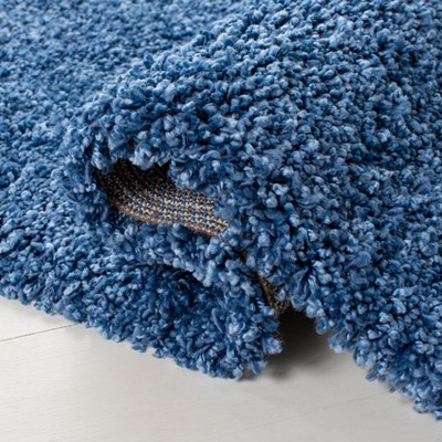 Blue Synthetic Easy Care Shag Runner Rug 2'2" x 8'