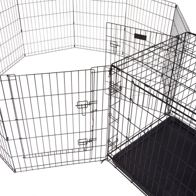 Pet Adobe Folding Puppy Playpen Indoor/Outdoor Enclosure - 58" x 60" x 30", Black, 3 of 6