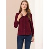 Allegra K Women's Cute Collar Checked Long Sleeve Button-Down Shirts - 2 of 4