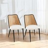 Coolbibila Rattan Kitchen Dining Chairs Set Of 2,Boucle Upholstered Armless Kitchen Dining Chair,Natural Rattan Back Kitchen Dining Chair - 2 of 4