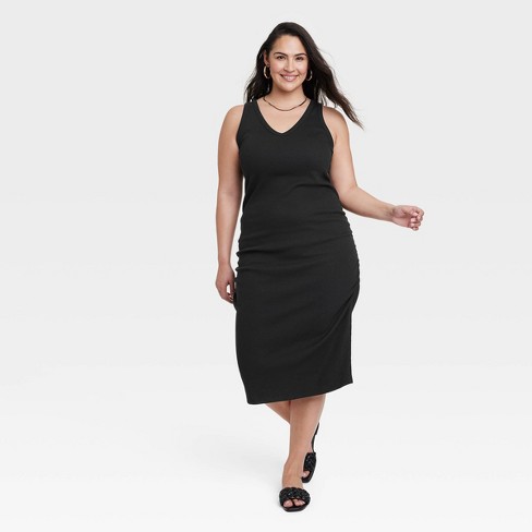 Women's Midi Slip Dress - A New Day™ Black 4X