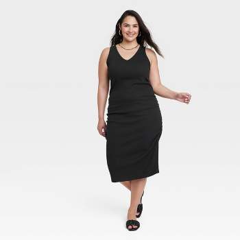 Women's Rib Knit Side Ruched Bodycon Dress - A New Day™