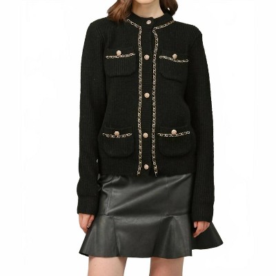 Women's Chain And Gold Button Cardigan - Fate
