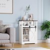 Floor Storage Cabinet, Freestanding Cabinet, Side Cabinet with Doors and Compartments, Adjustable Shelves, Living Room, Entryway, Bathroom, White - 3 of 4