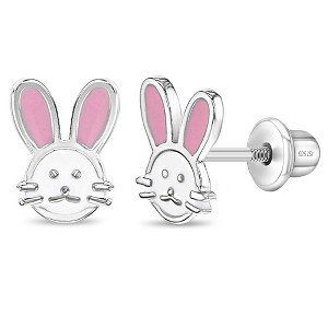 Girls' Silly Rabbit Screw Back Sterling Silver Earrings - In Season Jewelry - 1 of 4