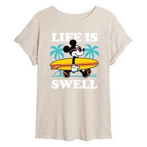 Women's - Disney - Life Is Swell Oversized Graphic T-Shirt - 1 of 4
