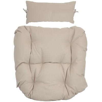 Sunnydaze Outdoor Replacement Danielle Hanging Egg Chair Cushion and Headrest Pillow Set - Beige - 2pc