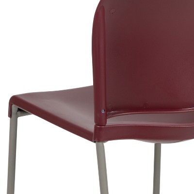 Gray Ergonomic Mid-Back Metal Stacking Chair