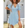 Coolmee Women's Summer Boho Floral Sundress Short Sleeve Wrap V Neck A-Line Midi Dress - 2 of 4