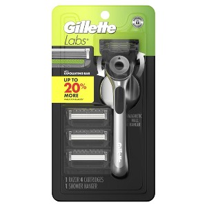 GilletteLabs with Exfoliating Bar Shaving Razor for Men, 1 Handle, 4 Razor Blade Refills, 1 Magnetic Shower Hanger - 1 of 4
