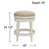 55 Downing Street Oliver Wood Swivel Bar Stool Distressed White 24 1/2" High Traditional Cream Round Cushion with Footrest for Kitchen Counter Island - 4 of 4