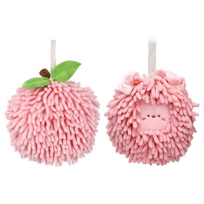 REGALWOVEN 2 Pcs Comfortable Soft Absorbent Chenille Ball Fuzzy Hand Towels