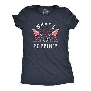 Womens Whats Poppin T Shirt Funny Fourth Of July Party Firecrackers Graphic Novelty Tee For Ladies - Crazy Dog Women's T Shirt - 1 of 4
