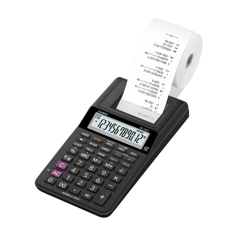 CASIO® HR-10RC Portable Printing Calculator, 12 Digits, with Adapter, Black, 4 of 5