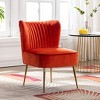 WestinTrends Phoebe Upholstered Tufted Velvet Accent Chair With Metal Leg - 2 of 4