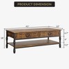 Jojoka Vintage Farmhouse Coffee Table with Drawers, 2-Tier Rectangular Wood Coffee Table with Shelf for Living Room - 2 of 4