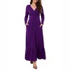Coolmee Women Spring Fall Maxi Dress Long Sleeve V Neck Casual Flowy Pleated Ruffle Long Dress with Pockets - 2 of 4