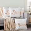 Juvale Set of 4 Decorative Throw Pillow Covers Couch Cases 20x20 for Home Decor, Live Laugh Love Dream, Rose Gold Foil - 2 of 4
