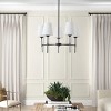 Modern 5-Light Chandelier with Frosted Glass Shades, Black Metal Hanging Fixture for Dining Room or Living Room - 3 of 4