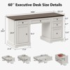 Vipbear administrative desk, wooden computer desk with drawers and cabinets, for home, study, work, writing, antique white home desk for work, white - 2 of 4