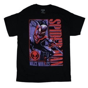 Seven Times Six Marvel Spider-Man T-Shirt Men's Miles Morales Web-Shooting Design Tee Black - 1 of 3