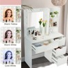 Makeup Vanity Desk with Mirror and Lights, Makeup Table with 4 Drawers and Built-in Power Strip, 3 Lighting Colors Dressing Table, Makeup Studio - 3 of 4