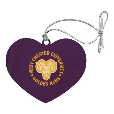 West Chester University Primary Logo Heart Love Wood Christmas Tree Holiday Ornament