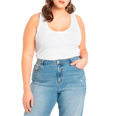 ELOQUII Women's Plus Size Scoop Neck Knitted Tank