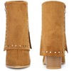 BLISSFUL STEP Women's Block Heel Fold Over Pointy Toe Studded Mid-Calf Boots - 2 of 4