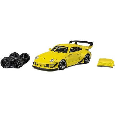 993 Widebody Yellow with Extra Wheels and Spoiler 1/64 Diecast Model Car by CM Model