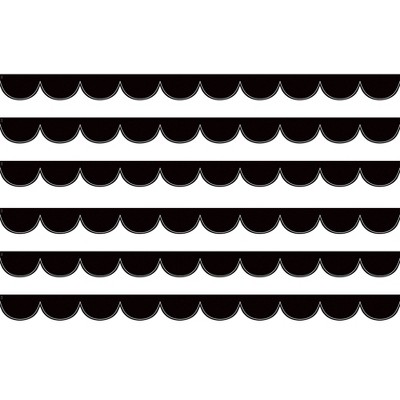 Teacher Created Resources® Black with White Scalloped Die-Cut Border Trim, 35 Feet Per Pack, 6 Packs