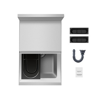 VEVOR Commercial Ice Bin, 28 L Underbar Ice Bin, 12 x 19 x 37 in Stainless Steel Ice Chest with Sliding Lid, Bottle Holders, Silver - 1 of 4