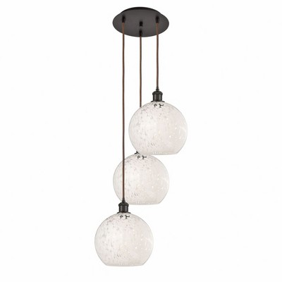 White Mouchette - 3 Light Cord Hung Multi Pendant In Modern Style-10.25 Inches Tall and 16.5 Inches Wide