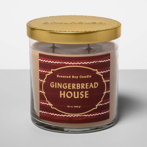 15.1oz Lidded Glass Jar 2-Wick Candle Gingerbread House - Opalhouse™ - image 1 of 2