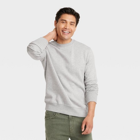 Men's Regular Fit Crewneck Pullover Sweatshirt - Goodfellow & Co™ Cement  Gray XL