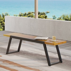 Modern Slat Design Gaylor Bench for outdoor dining and backyard-Christopher Knight Home - 1 of 4