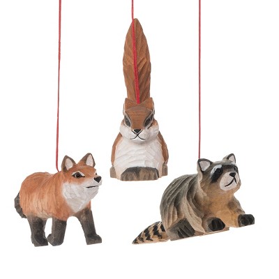 Gallerie II Mini Woodland Animal Trio Wood Christmas Xmas Ornament A/3