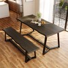 Famapy Modern Dining Table & Bench Set: Wave - Shaped Wood - Like Top, Sturdy Metal Legs – Elevate Dining Spaces - 2 of 4