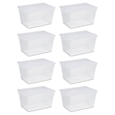 56 Qt Clear Plastic Storage Container with Latching Lid (8 Pack)