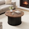 31.9" Round Coffee Table, Mid Century Modern Coffee Table with Metal Base, Fluted Center Table for Living Room, Home Small Space, Apartment - 2 of 4