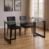 HomeRoots 55" Gray And Black Glass And Metal Sled Base Dining Table - 2 of 4