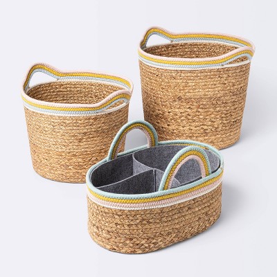 Natural Woven Round Storage Bin with Coiled Rope Handle - Cloud Island&#8482; L